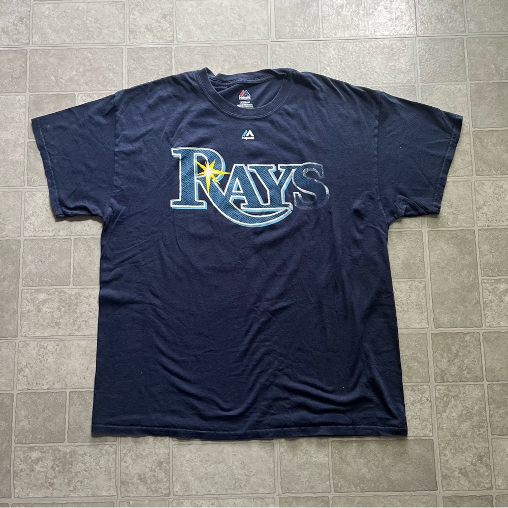Majestic Tampa Bay Rays Graphic tee Men’s Xl Mlb Baseball Navy Blue 39 Kiermaier